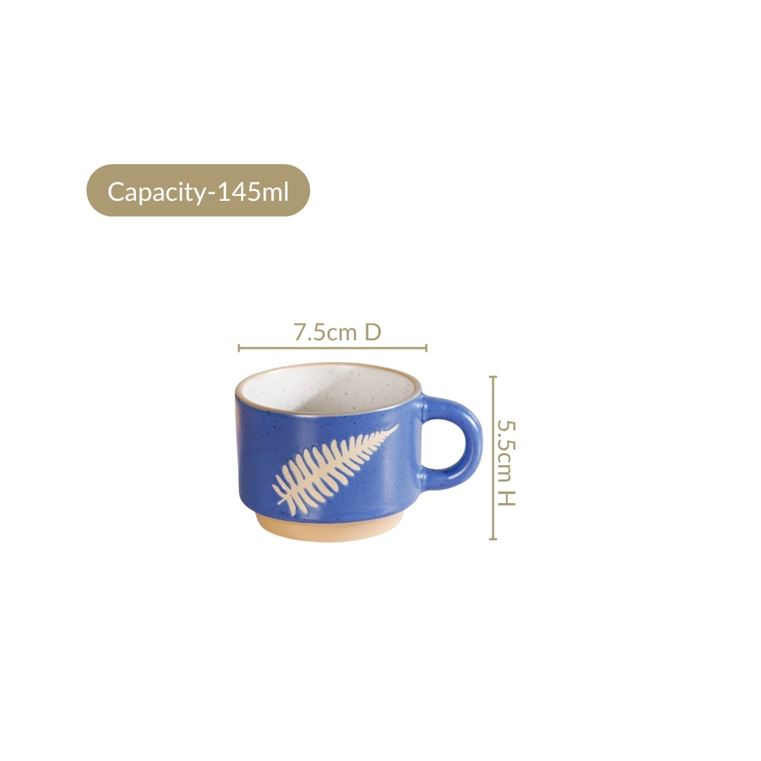 Fern Stackable Ceramic Cup Set Of 4 145ml Nestasia
