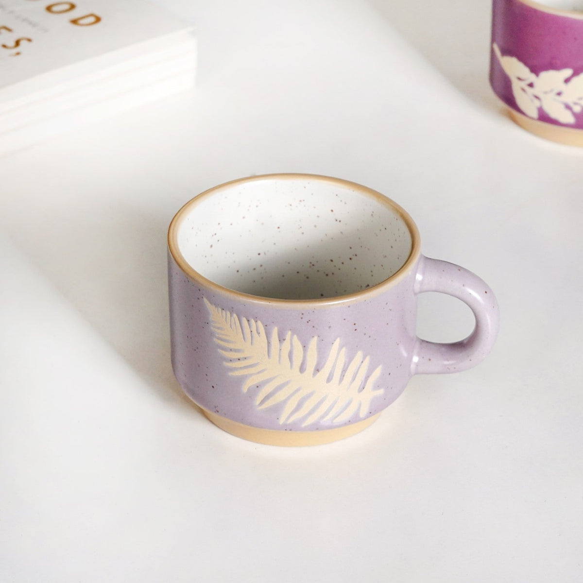 Fern Stackable Ceramic Cup Set Of 4 145ml Nestasia