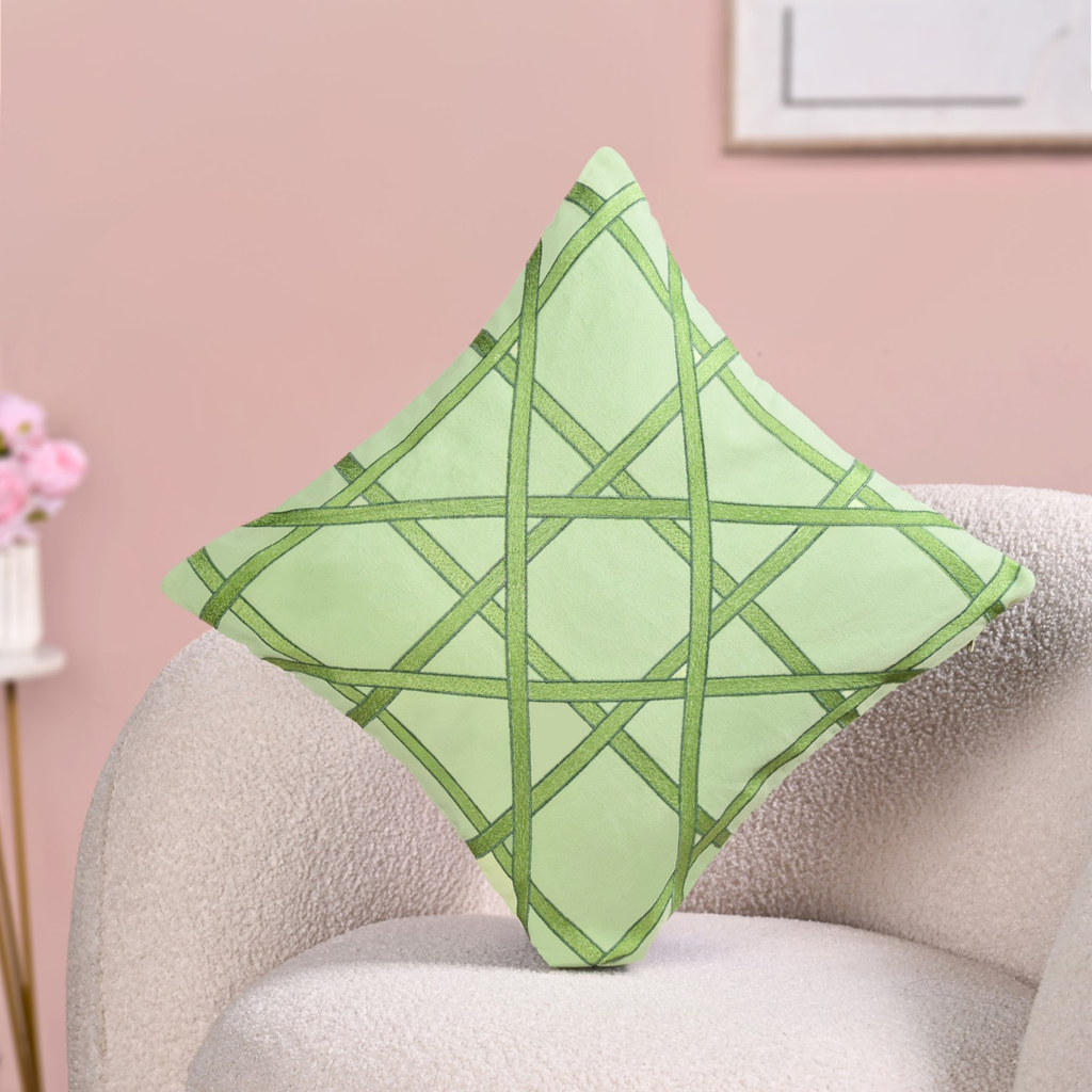 Fernline Pure Cotton Embroidered Cushion Cover 40x40cm Nestasia