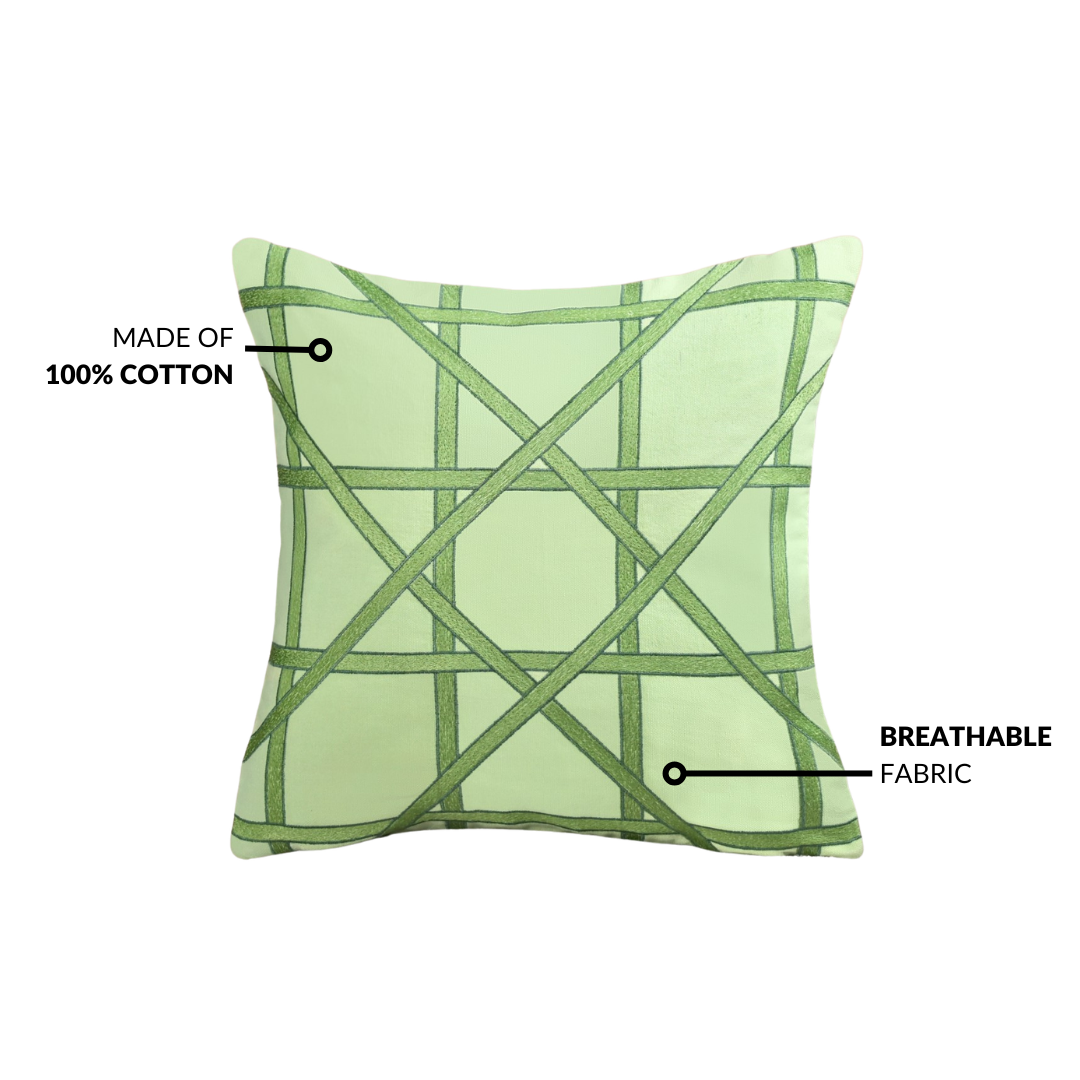 Fernline Pure Cotton Embroidered Cushion Cover 40x40cm Nestasia