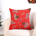 Pine Leaves Bright Red Couch Cushion Cover 40x40cm Nestasia