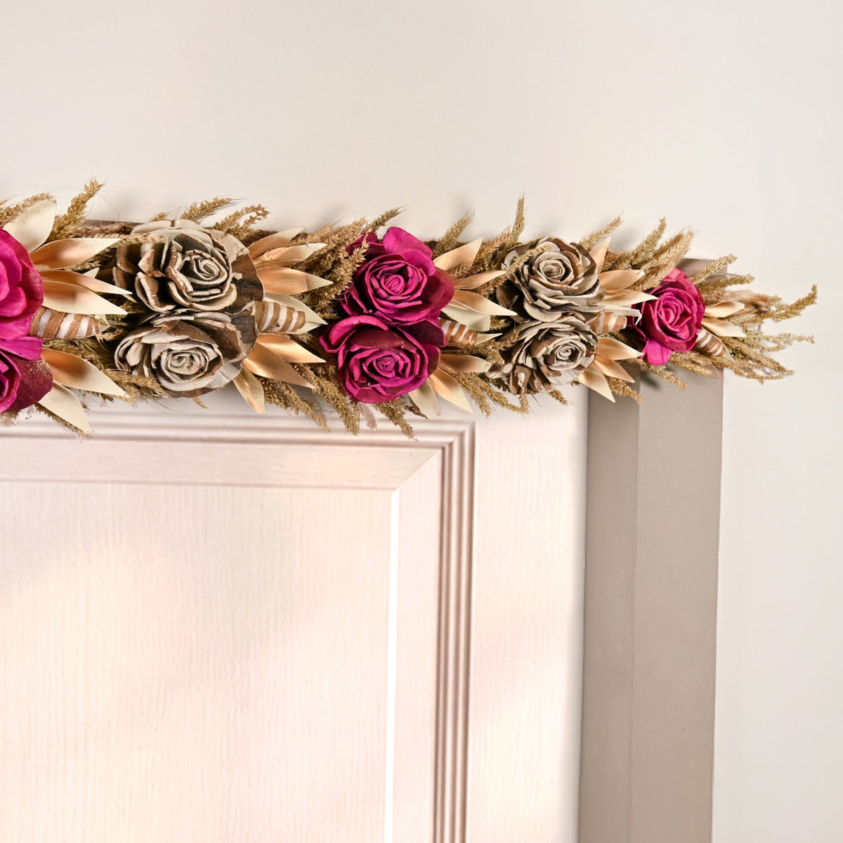 Evera Festive Toran With Pink Dried Flowers For Main Door 111x12cm Nestasia