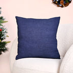 Festive Forest Dark Blue Embroidered Cushion Cover 40x40cm Nestasia