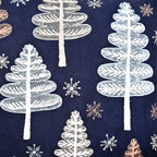 Festive Forest Dark Blue Embroidered Cushion Cover 40x40cm Nestasia