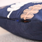 Festive Forest Dark Blue Embroidered Cushion Cover 40x40cm Nestasia