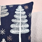 Festive Forest Dark Blue Embroidered Cushion Cover 40x40cm Nestasia