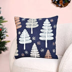Festive Forest Dark Blue Embroidered Cushion Cover 40x40cm Nestasia