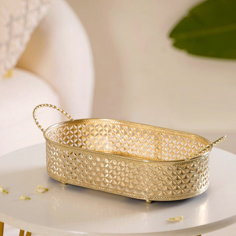 Decorative Oval Tray Gold Small Nestasia