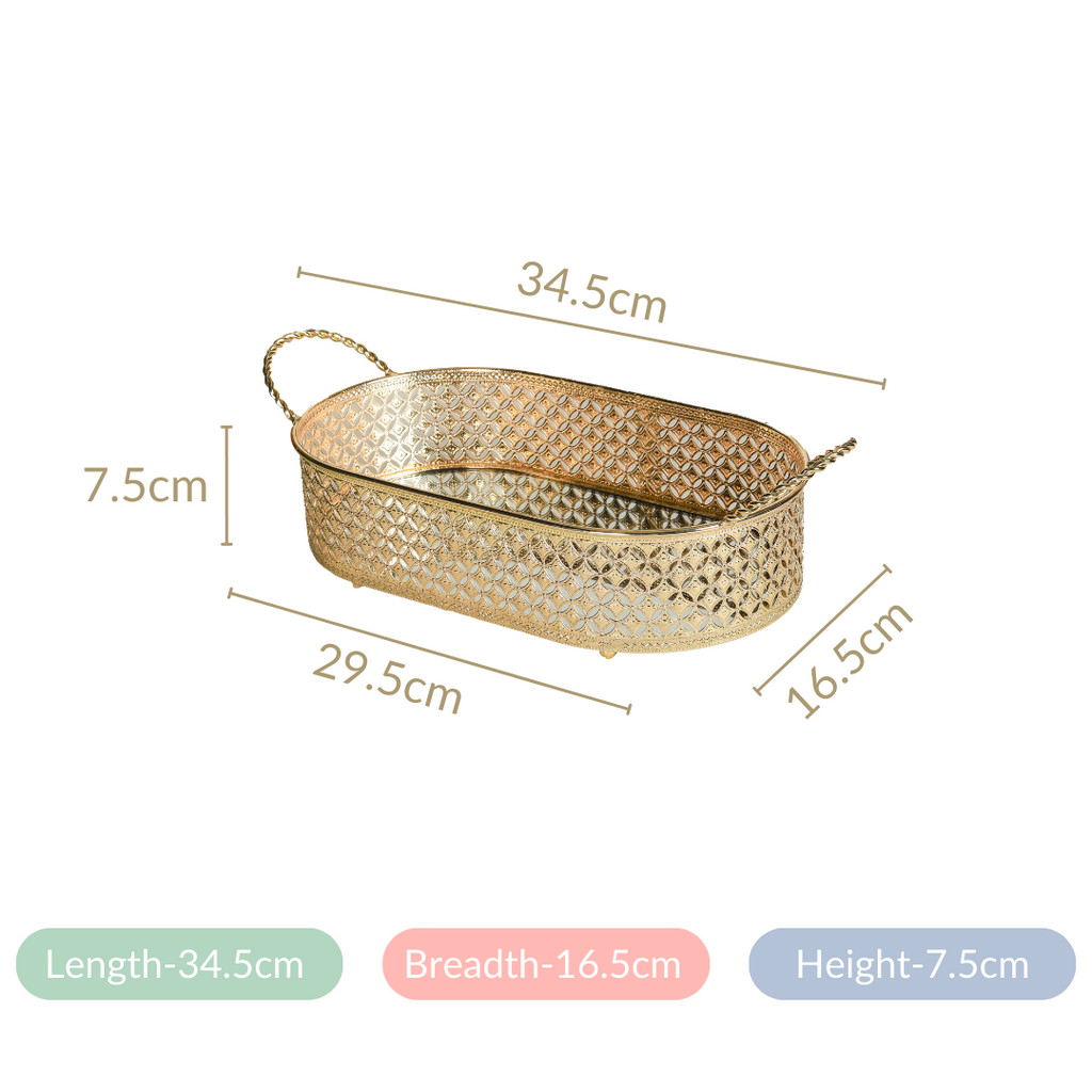 Decorative Oval Tray Gold Small Nestasia