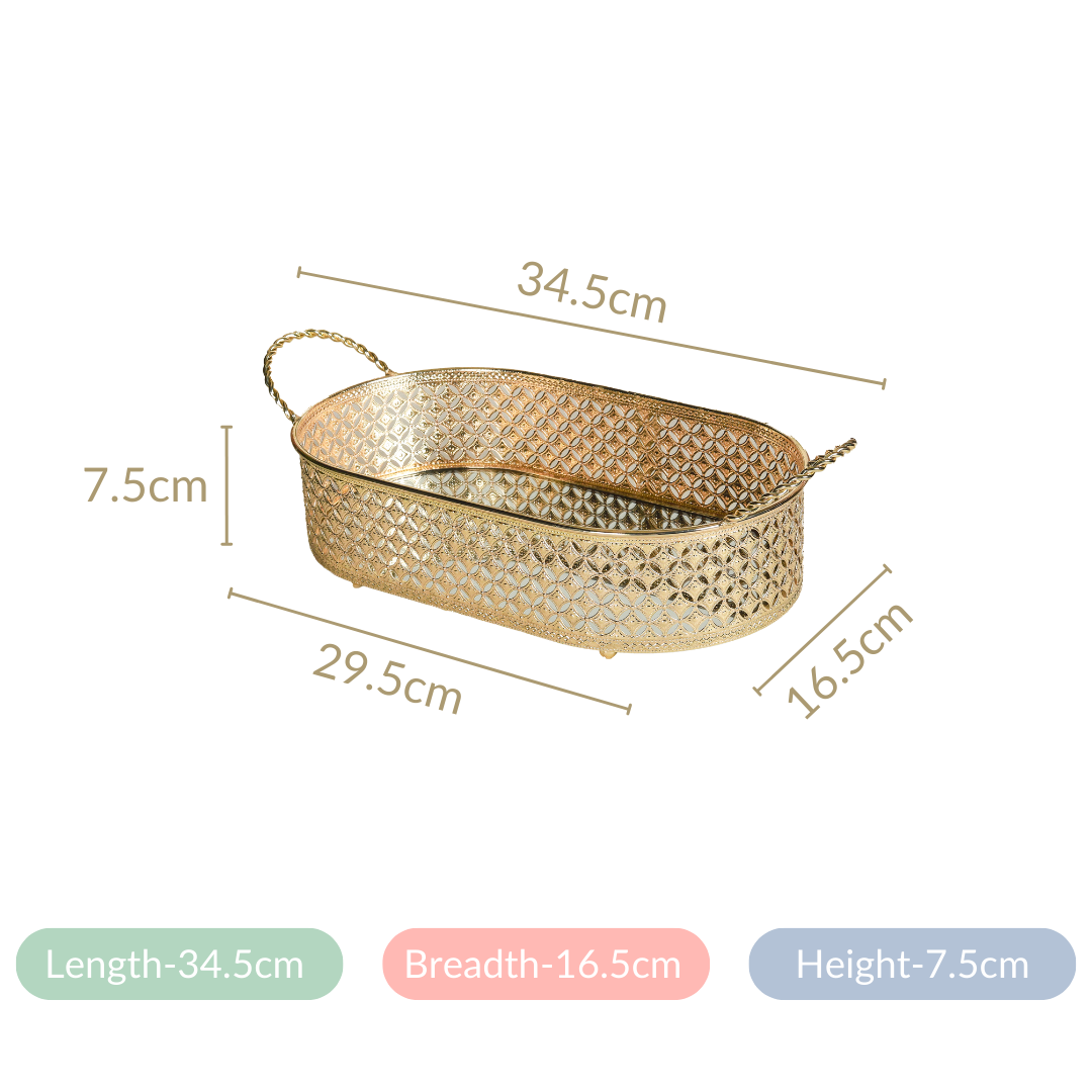 Decorative Oval Tray Gold Small Nestasia
