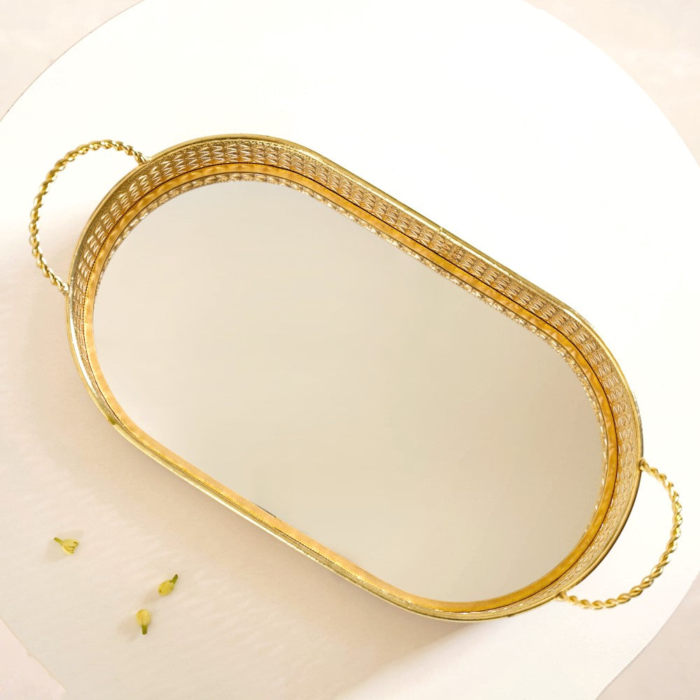 Decorative Oval Tray Gold Small Nestasia