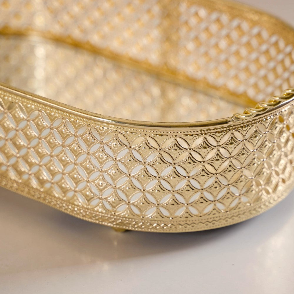 Decorative Oval Tray Gold Small Nestasia