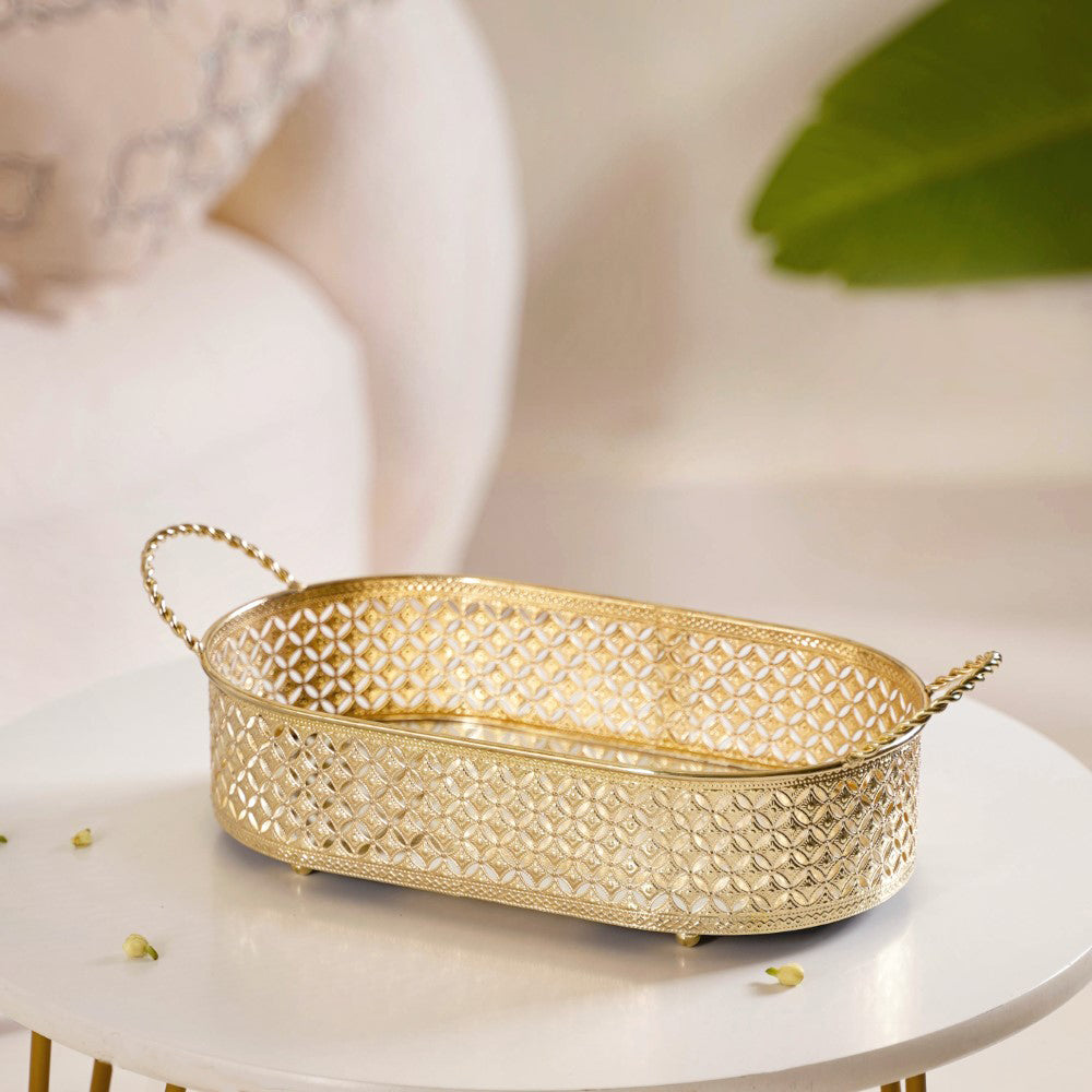 Decorative Oval Tray Gold Small Nestasia