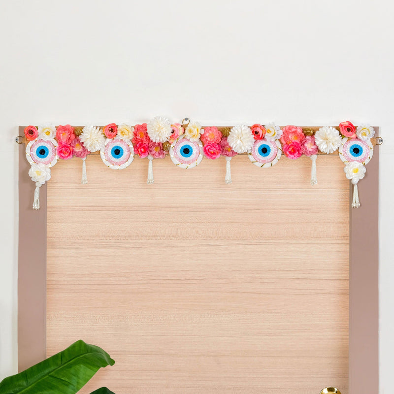 Festive Evil Eye Floral Toran With Tassels Nestasia