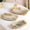 Luxury Mirror Tray Gold Set Of 3 Nestasia