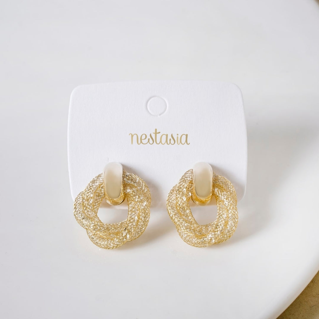 Fine Weave Chic Gold Knotted Earrings Nestasia