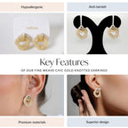 Fine Weave Chic Gold Knotted Earrings Nestasia