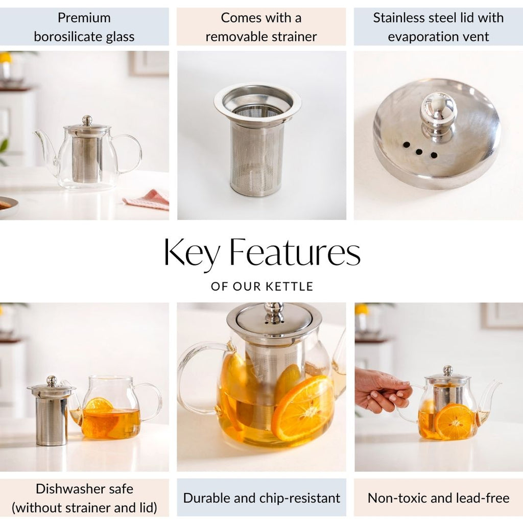 Flame Safe Kettle With Infuser 650ml Nestasia