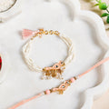 Peach Bird Rakhi And Lumba Bracelet Gift Set Nestasia