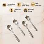 Fleur Brass Tea Spoon Set Of 4 Nestasia