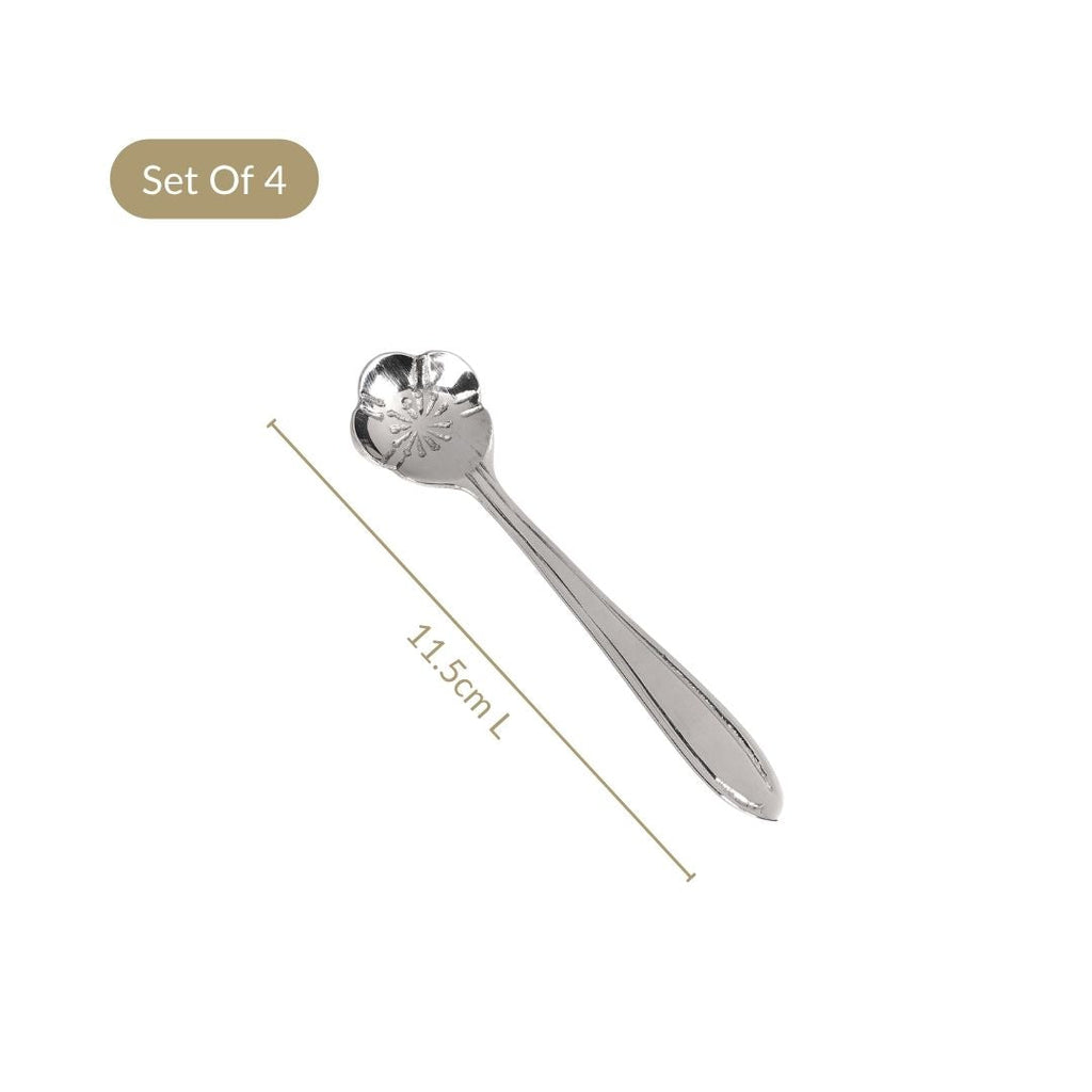 Fleur Brass Tea Spoon Set Of 4 Nestasia