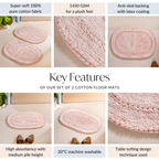 Ultra Soft Cotton Door Mat Baby Pink Set Of 2 24x16 Inch Nestasia