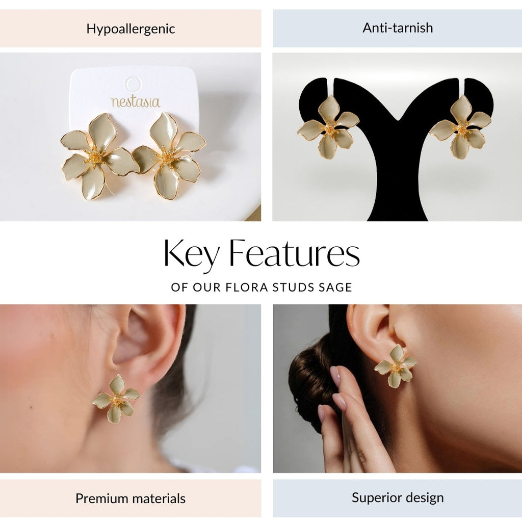 Flora Studs Sage Nestasia