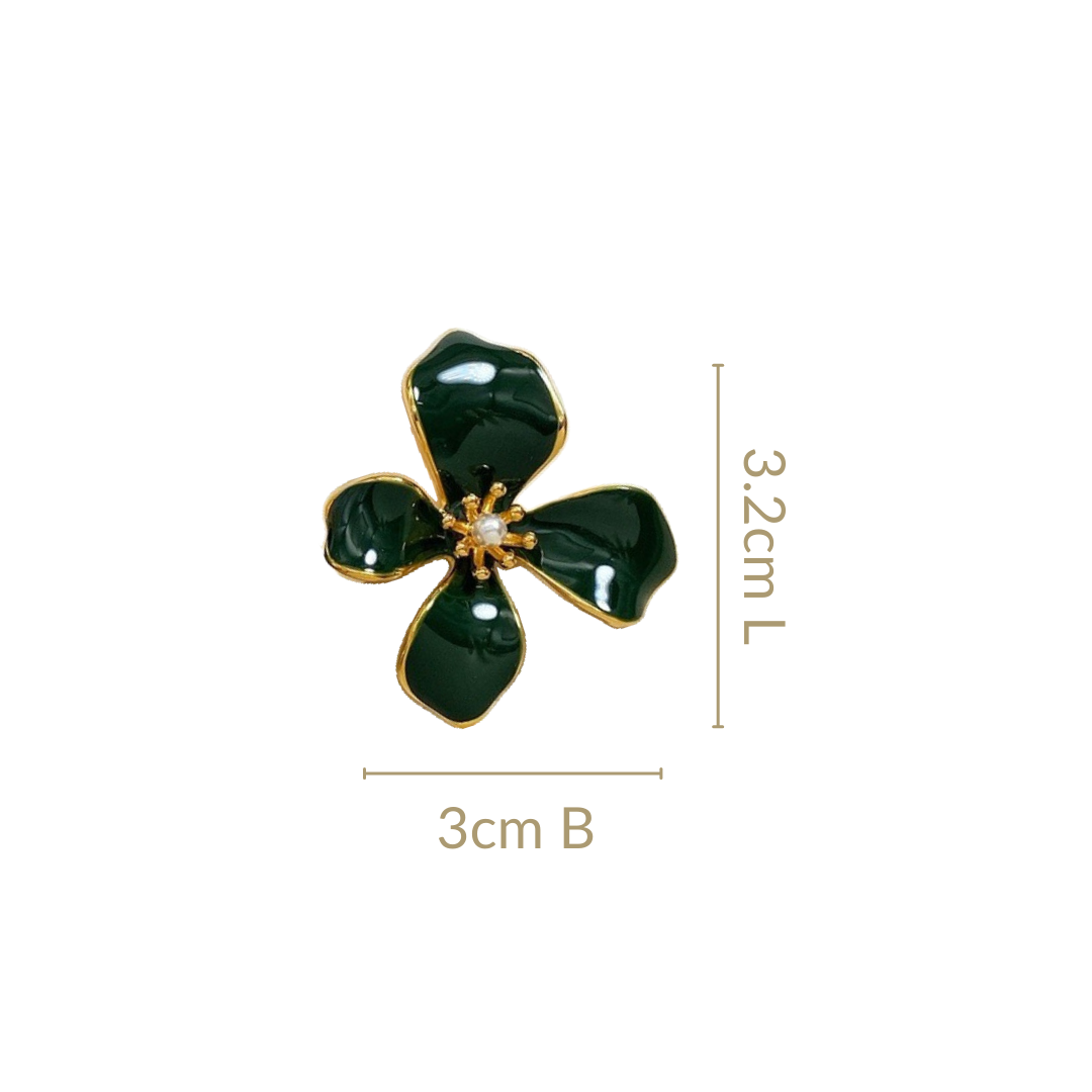 Flora Twist Stud Earrings Green Nestasia