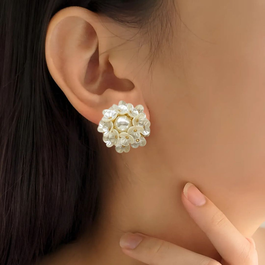 Floral Accent Cluster Earrings Nestasia