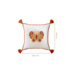 Floral Butterfly Embroidered Cotton Cushion Cover 42x42cm Nestasia