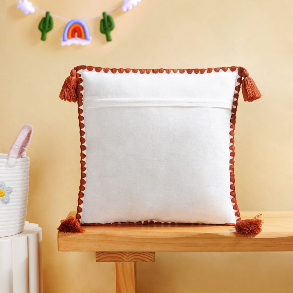 Floral Butterfly Embroidered Cotton Cushion Cover 42x42cm Nestasia