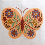 Floral Butterfly Embroidered Cotton Cushion Cover 42x42cm Nestasia