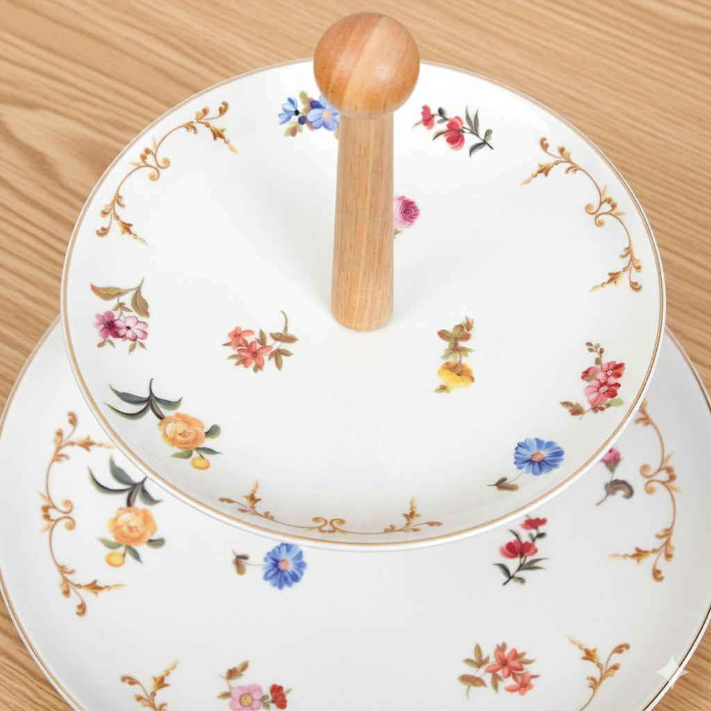 Floral Ceramic Two Tier Cupcake Stand Nestasia
