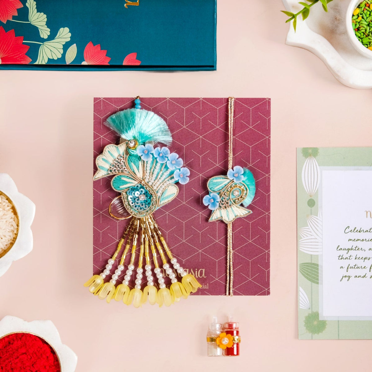 Floral Fantasy Rakhi And Lumba Gift Set Nestasia