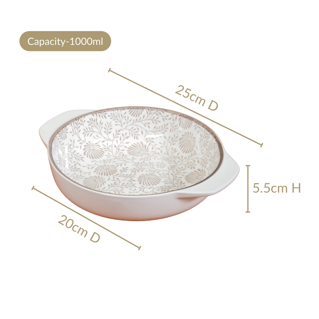 Floral Fiesta Ceramic Bowls With Handles Set Of 2 1000ml Nestasia