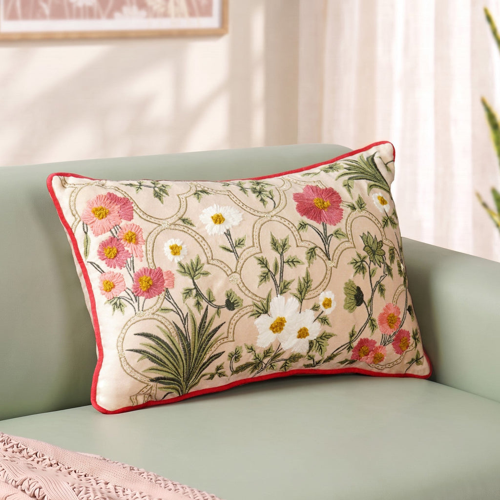 Floral Fiesta Embroidered Cushion Covers 50x30cm Nestasia