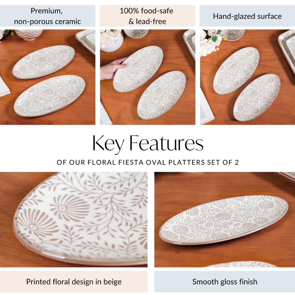 Floral Fiesta Oval Serving Platters Set Of 2 Nestasia
