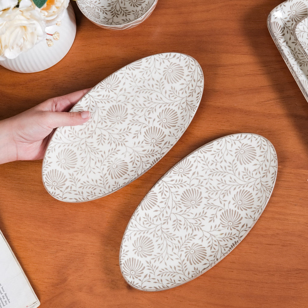Floral Fiesta Oval Serving Platters Set Of 2 Nestasia