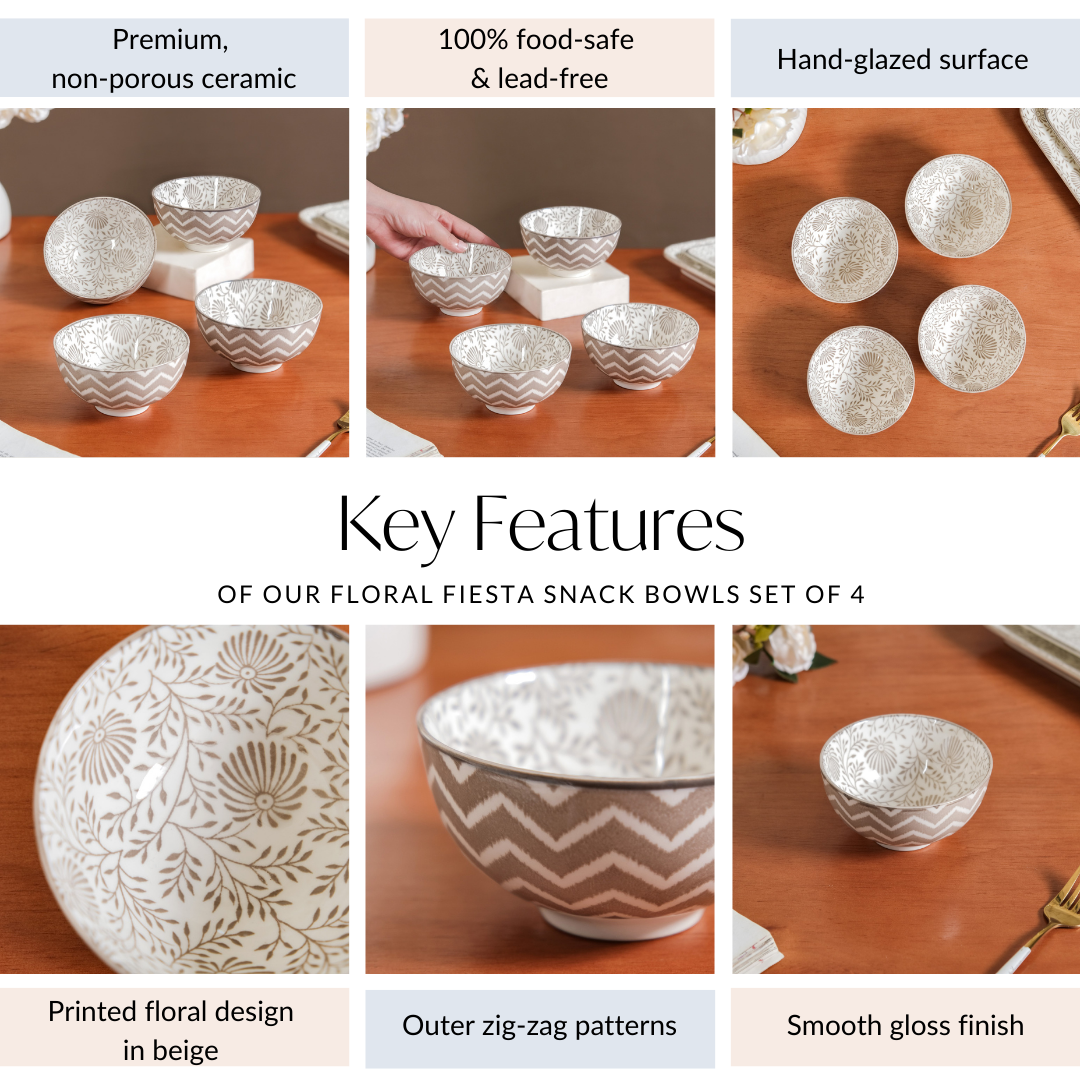Floral Fiesta Snack Bowls Set Of 4 320ml Nestasia