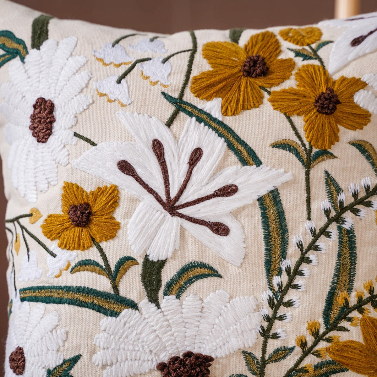 Floral Harmony Canvas Cotton Cushion Cover 40x40cm Nestasia