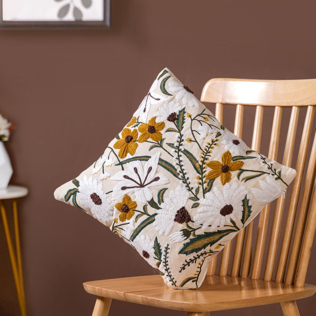 Floral Harmony Canvas Cotton Cushion Cover 40x40cm Nestasia