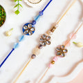 Floral Kundan Rakhi Trio Gift Set Nestasia