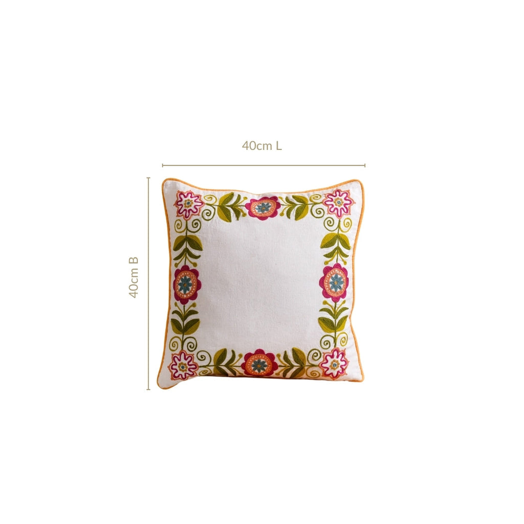Floral Muse Embroidered Cushion Cover 40x40cm Nestasia