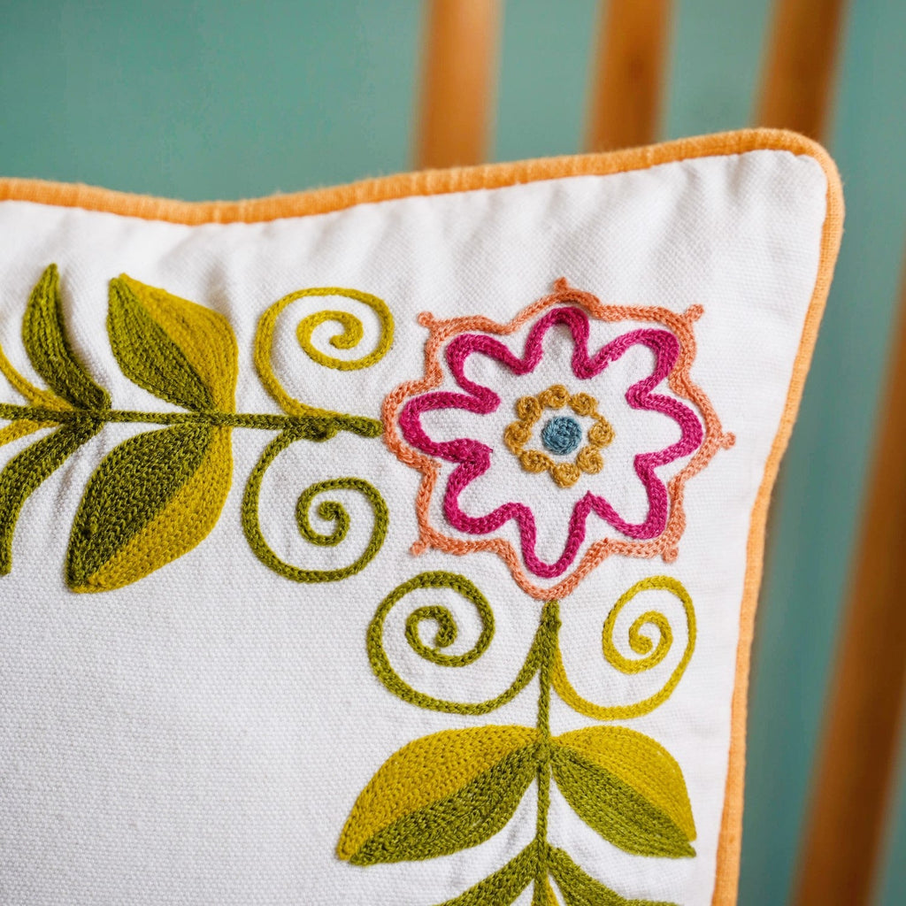 Floral Muse Embroidered Cushion Cover 40x40cm Nestasia