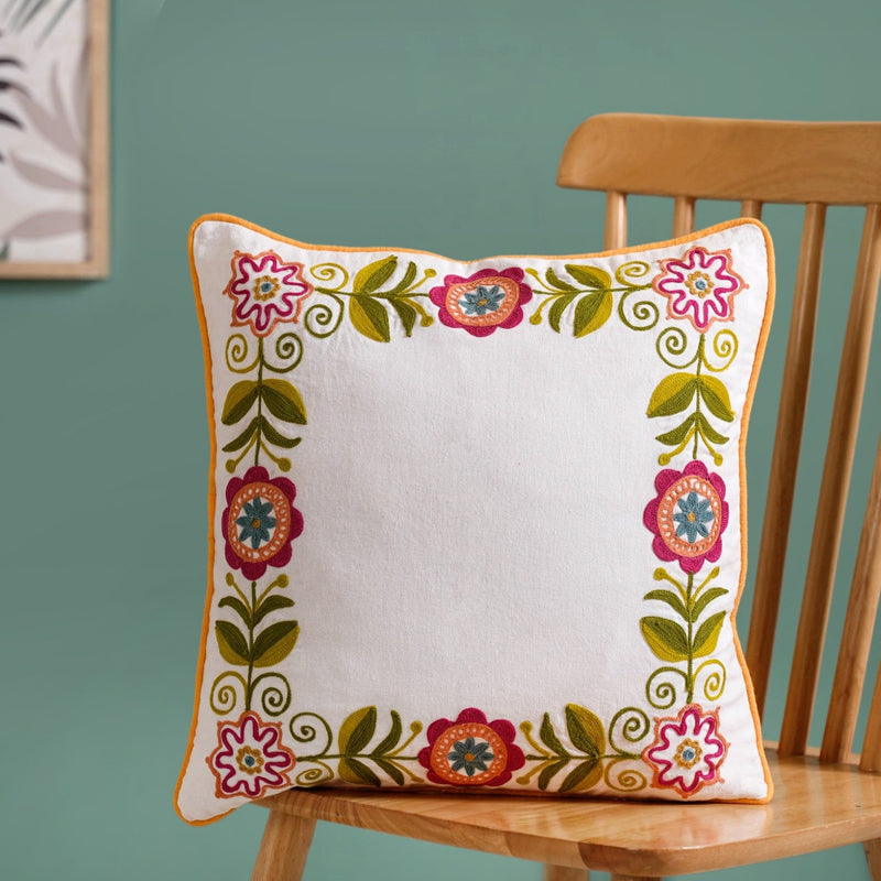 Floral Muse Embroidered Cushion Cover 40x40cm Nestasia