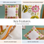 Floral Muse Embroidered Cushion Cover 40x40cm Nestasia
