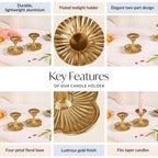 Metal Taper Candle Holder Set Of 2 Gold Nestasia