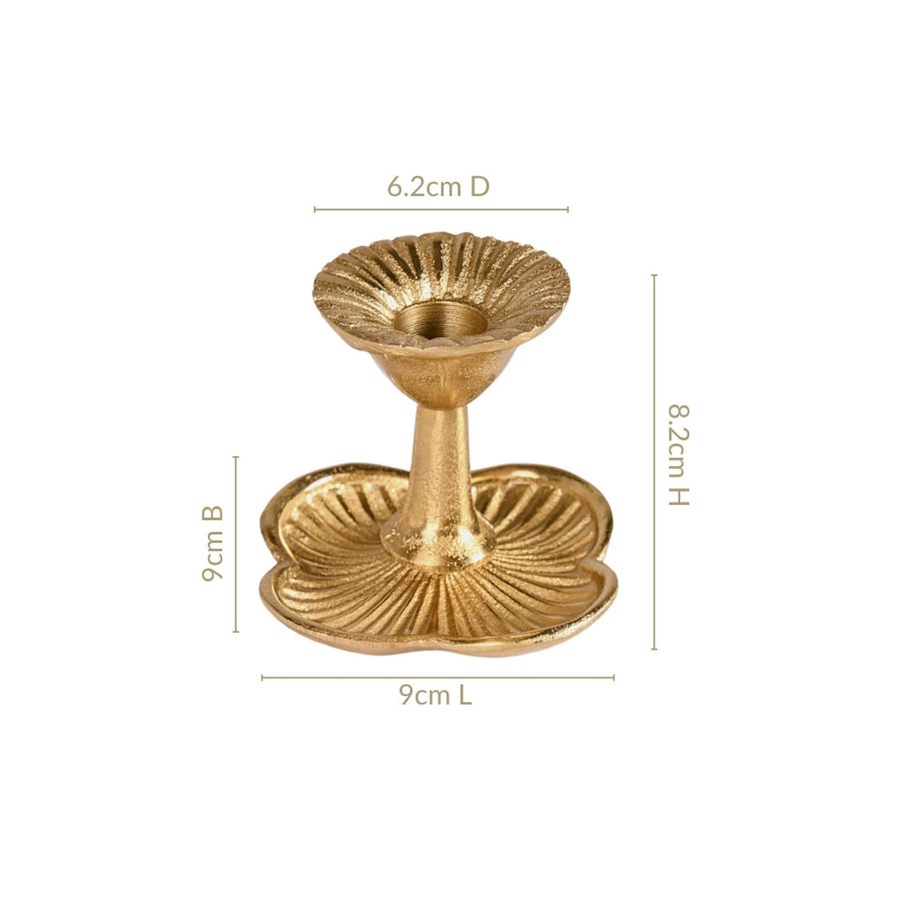 Metal Taper Candle Holder Set Of 2 Gold Nestasia