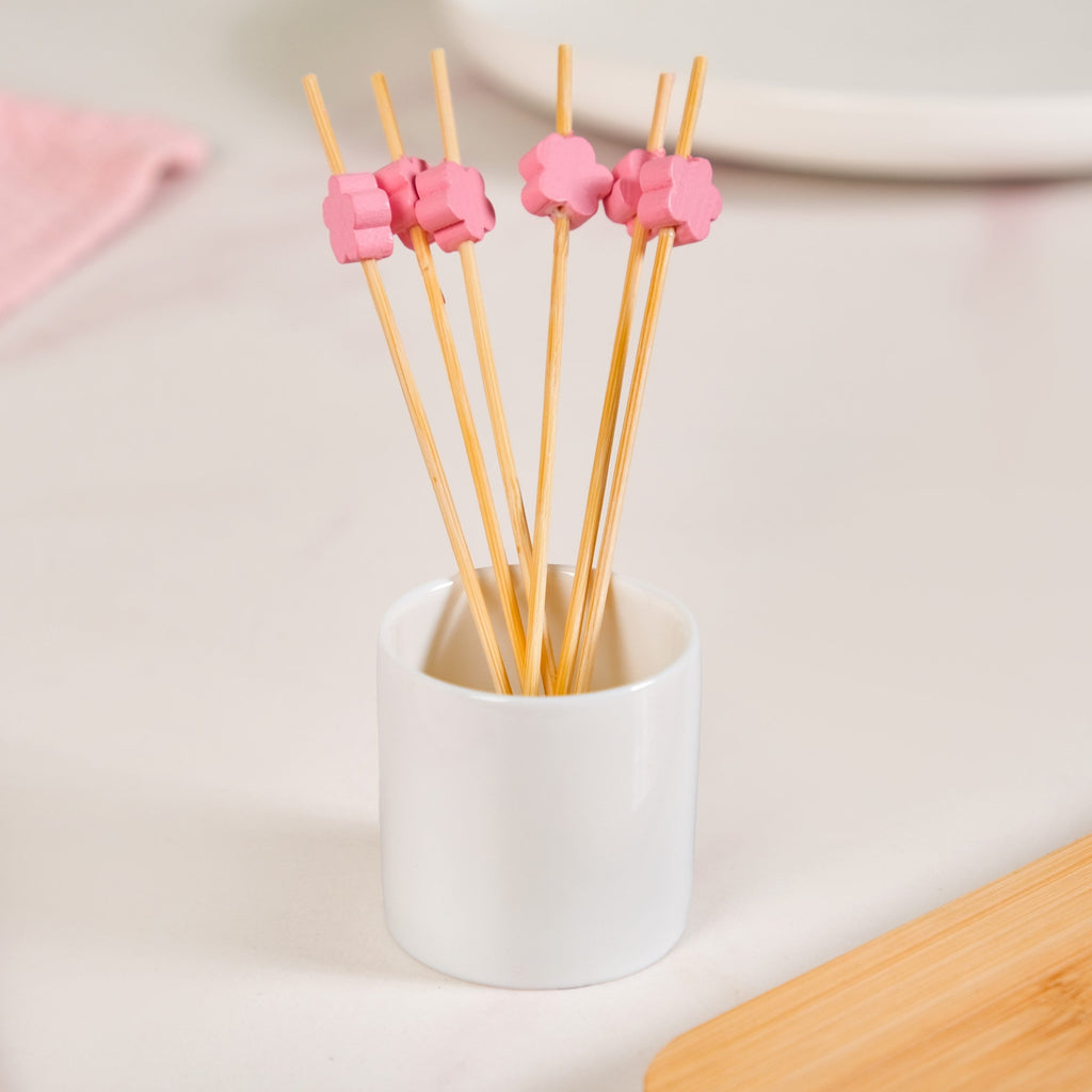 Soft Girl Floral Print Bowls With Tray And Toothpick Holder Set Of 6 Nestasia