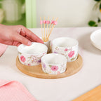 Soft Girl Floral Print Bowls With Tray And Toothpick Holder Set Of 6 Nestasia
